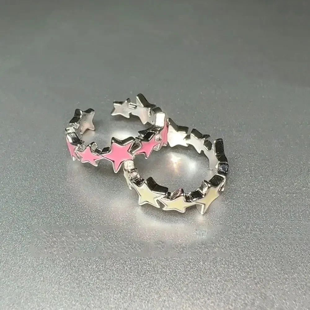 1/3pcs Set Ins Irregular Star Rings for Women Geometric Kpop Finger Buckle Jewelry Accessories Y2K Open Ring Christmas Gift