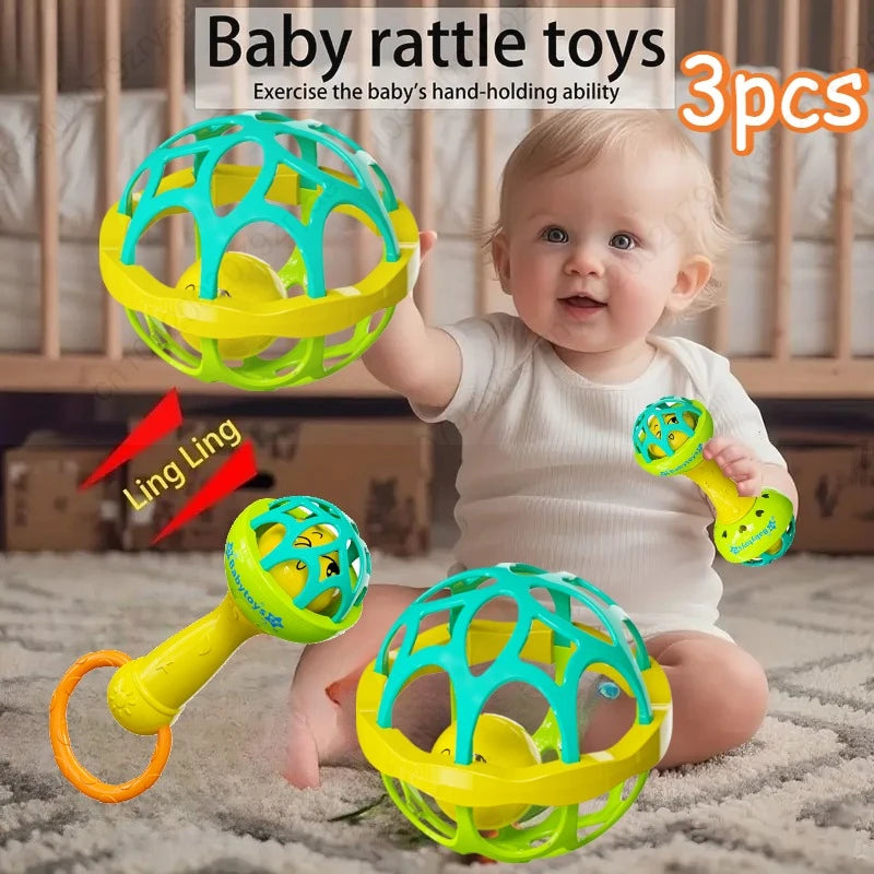 3/1pcs Toddler Double-headed Hand Rattles Soothing Hand Grip Rattles Toys Baby Rattle Baby Nibbling Toys Baby Toys Inflat Hammer