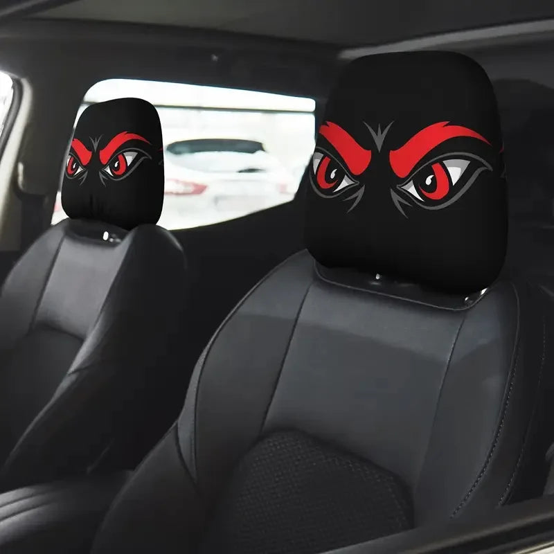 2pc Halloween Face Printed Car Pillowcase Soft Comfortable Decorative Washable Polyester Fabric Cushion Cover Auto Seat Headrest