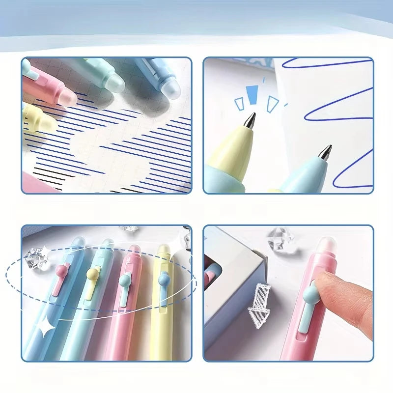 4Pcs/Box Retractable Erasable Gel Pens Fine Point 0.5 mm No Need for White Out, 4pack Black/Blue Ink for Completing Sudoku and C