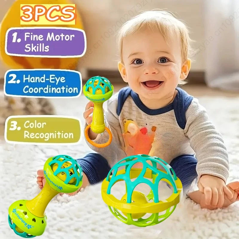 3/1pcs Toddler Double-headed Hand Rattles Soothing Hand Grip Rattles Toys Baby Rattle Baby Nibbling Toys Baby Toys Inflat Hammer