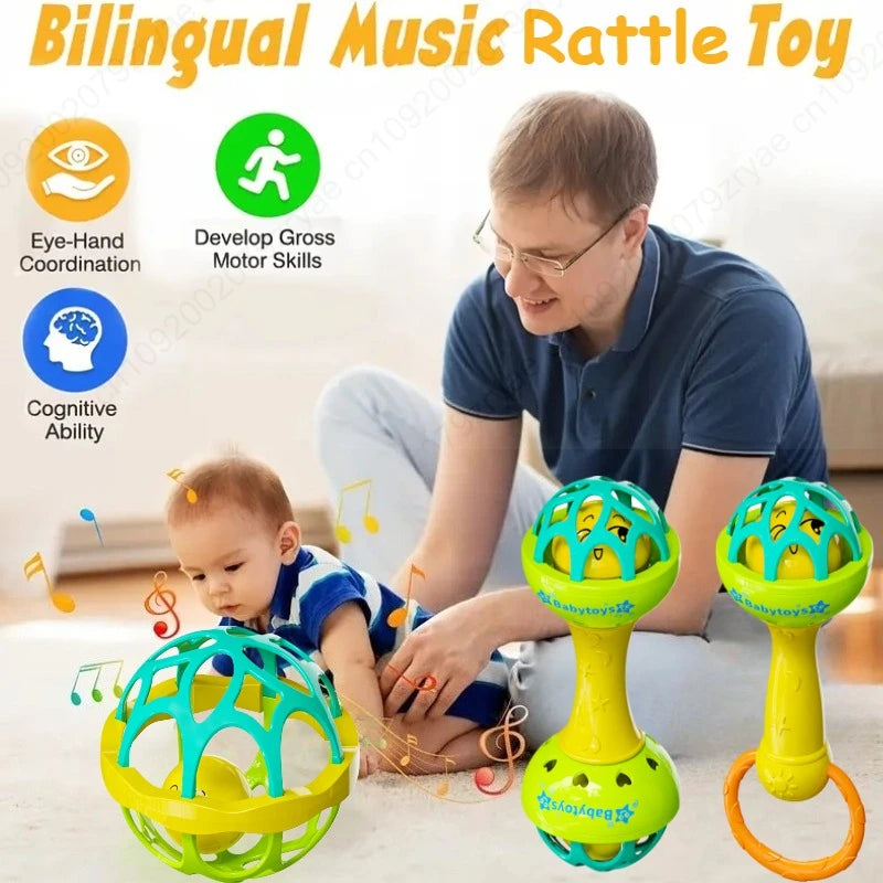 3/1pcs Toddler Double-headed Hand Rattles Soothing Hand Grip Rattles Toys Baby Rattle Baby Nibbling Toys Baby Toys Inflat Hammer