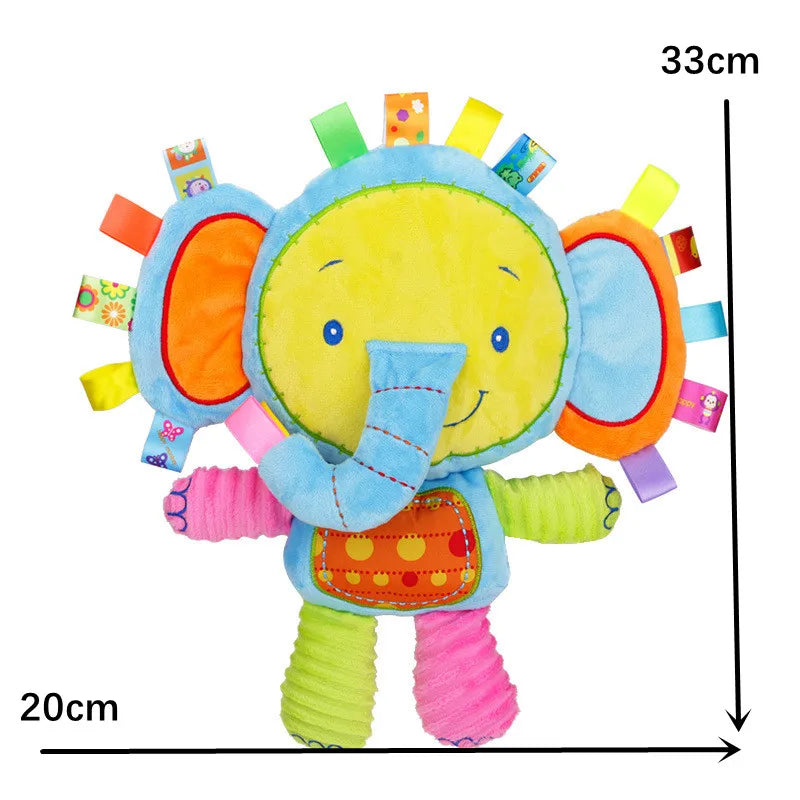 Baby Tags Stuffed Animal Soft Toy Lovey Elephant Plush Bell Toy Built-in Rattles Sensory Toy for Newborn Toddler Infant Gifts